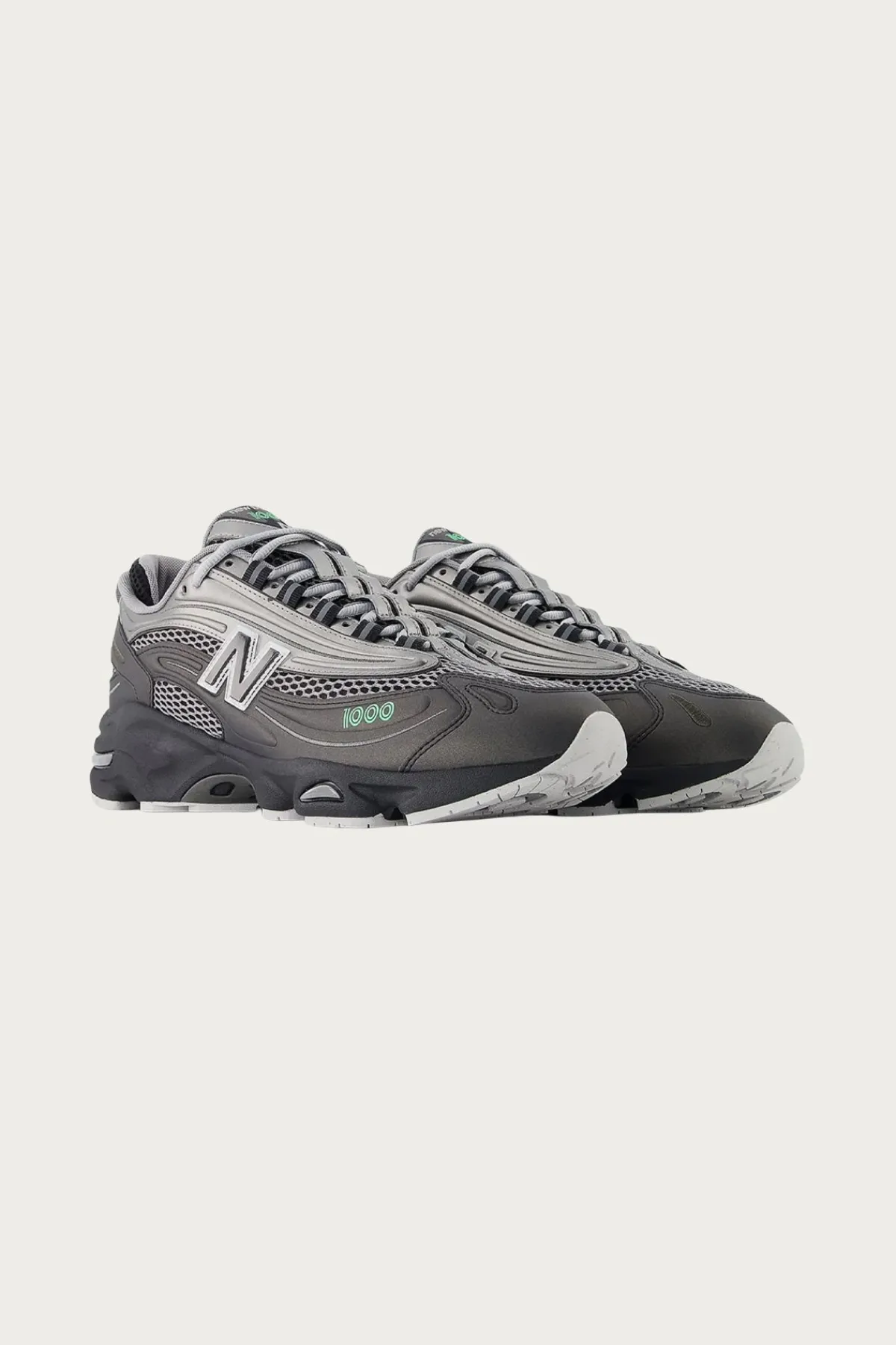 New Balance 1000 - Black/Dark Silver Metallic/Lime Leaf< Footwear