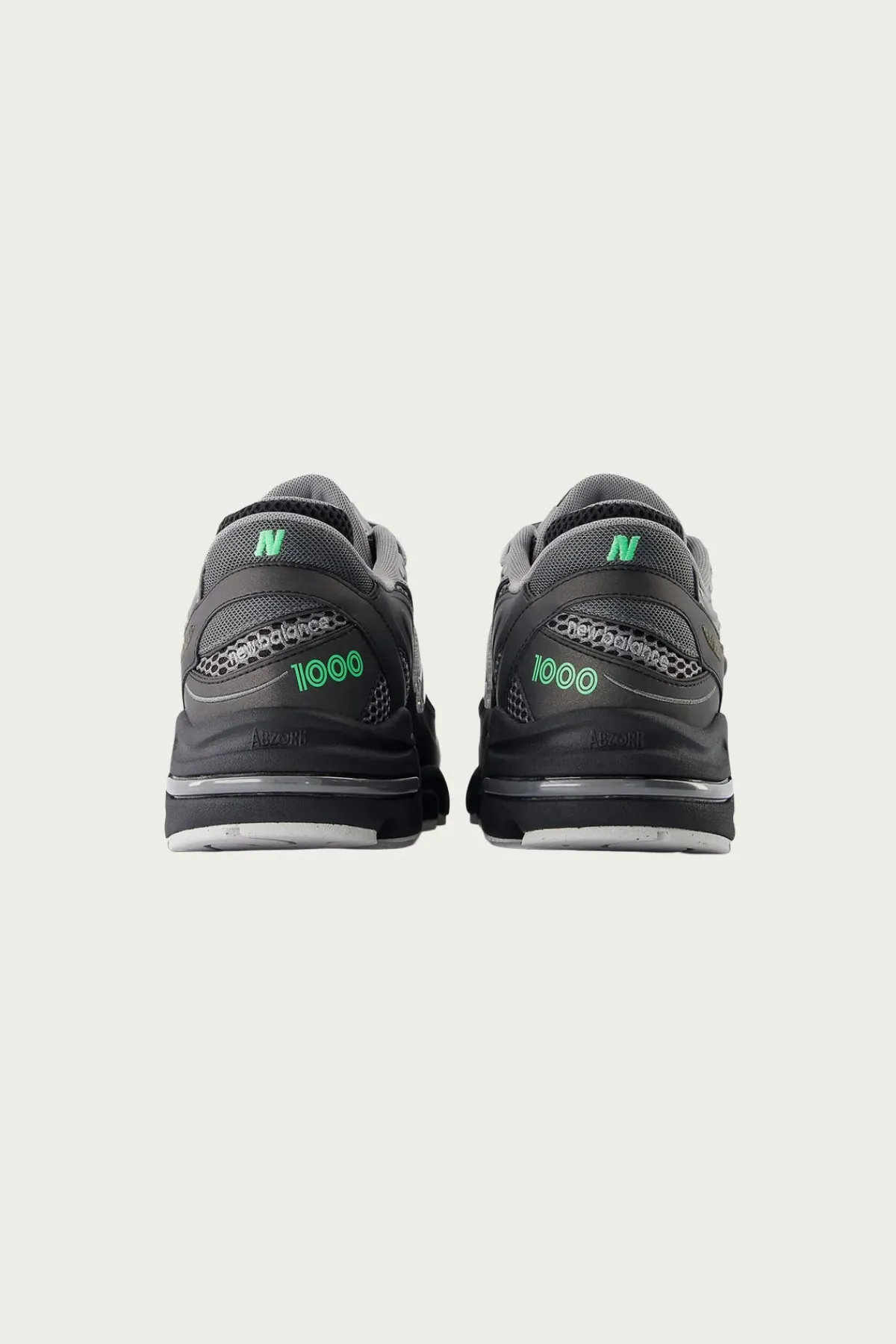 New Balance 1000 - Black/Dark Silver Metallic/Lime Leaf< Footwear