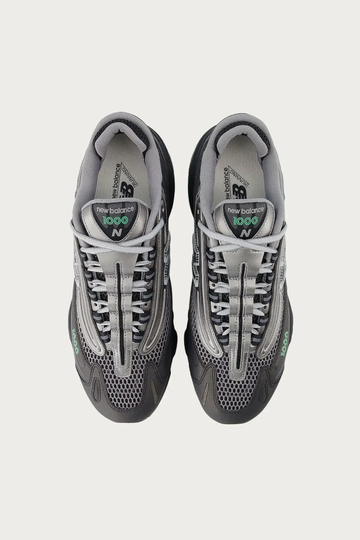 New Balance 1000 - Black/Dark Silver Metallic/Lime Leaf< Footwear