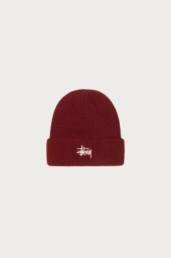 Stüssy Basic Cuff Beanie - Dark Red< Accessories
