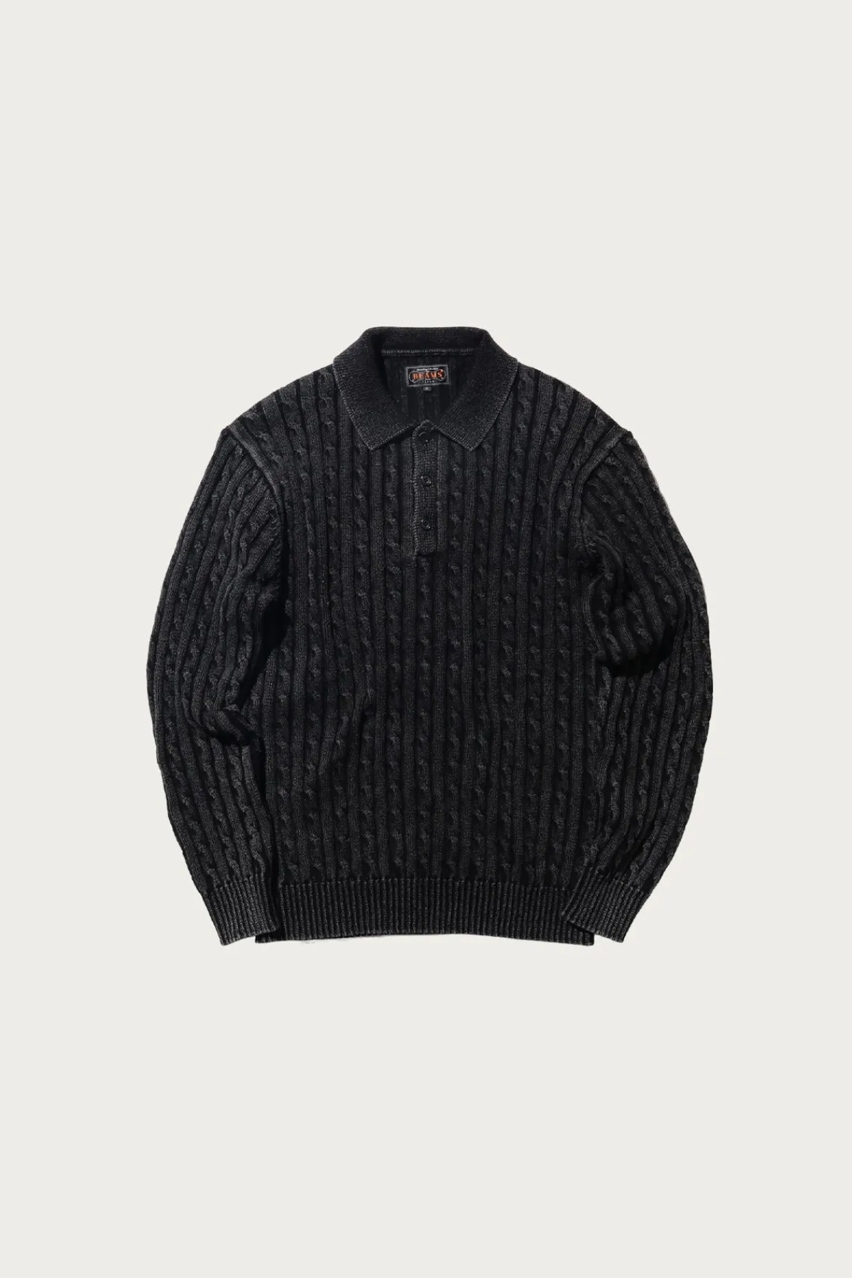 Beams Plus Cable Polo Pigment Dyed Yarn - Black< Shirts