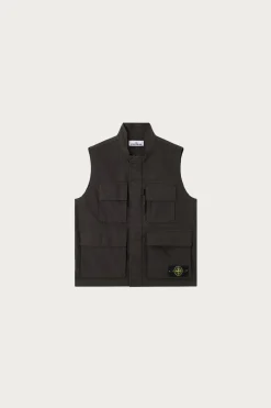 Stone Island Canvas Weave Cotton Utility Vest - Washed Black< Coats, Jackets, And Vests