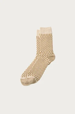 Rototo Checkerboard Pattern Socks - Khaki< Accessories