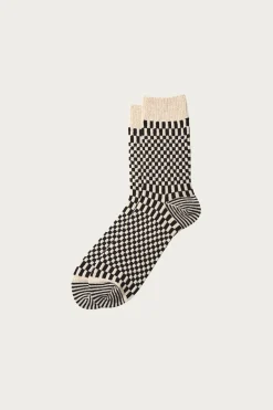 Rototo Checkerboard Pattern Socks - Black< Accessories