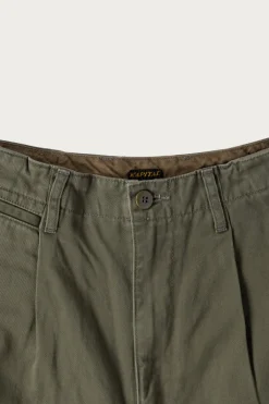 Kapital Chino High Waisted NIME Pants (CACTUS Embroidery) - Khaki< Pants