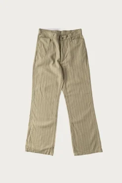 Kapital Cotton Linen GIBSON Stripe 5P FRISKO - Light Green< Pants