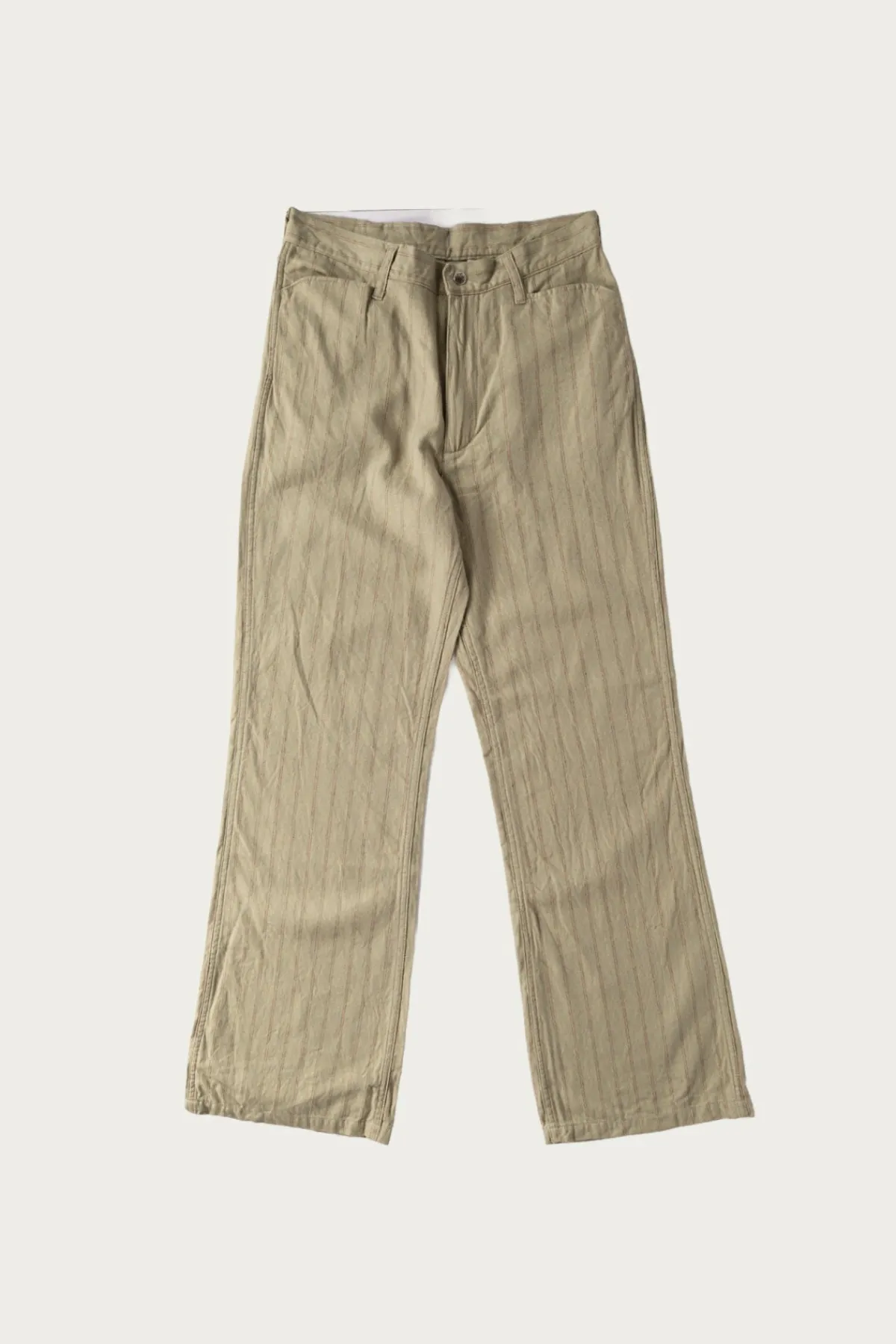 Kapital Cotton Linen GIBSON Stripe 5P FRISKO - Light Green< Pants