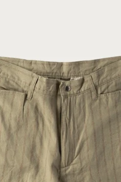 Kapital Cotton Linen GIBSON Stripe 5P FRISKO - Light Green< Pants