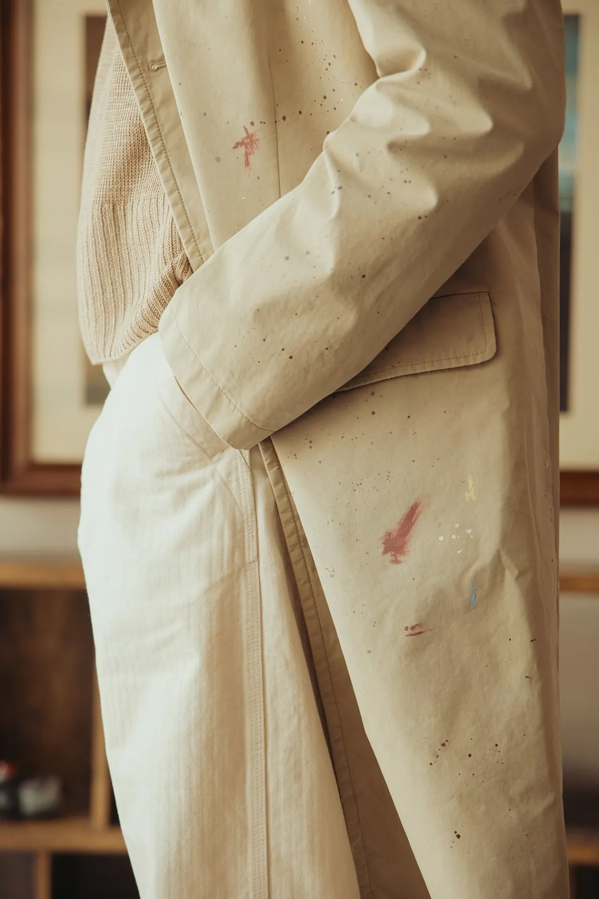 MM6 Maison Margiela Cotton Painter Jacket - Pink Beige< Coats, Jackets, And Vests