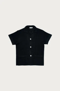 The Real McCoys Cotton Pile Beach Shirt - Black< Shirts