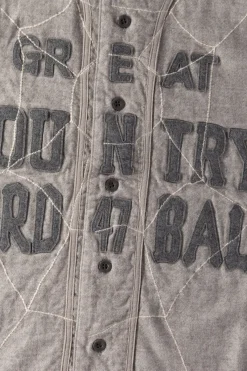 Kapital Cotton Wool GREAT KOUNTRY Baseball Shirt (KOUNTRY DREAM CATCH Remake) - Light Grey< Shirts