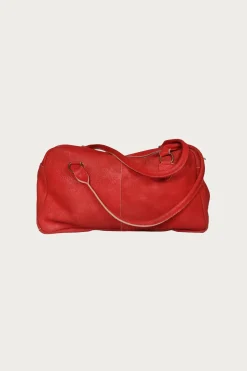 Kapital Crack Leather FARGO Bag (BONE PALM) - Red< Accessories
