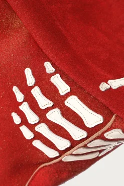 Kapital Crack Leather FARGO Bag (BONE PALM) - Red< Accessories