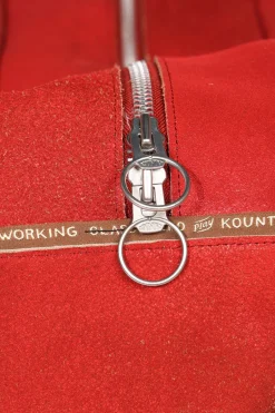 Kapital Crack Leather FARGO Bag (BONE PALM) - Red< Accessories