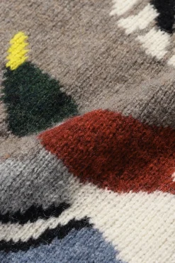 Beams Plus Crew Intarsia Duck Pattern - Beige< Sweaters