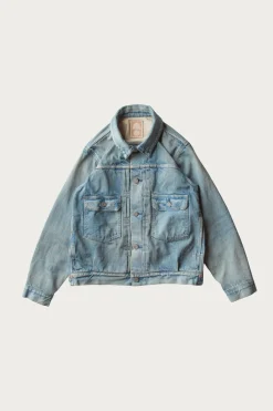 Cottle C.T.L. Neo Type 2nd Denim Jacket - Bengara (Indian Red) - Light Indigo< Coats, Jackets, And Vests
