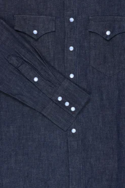 Wythe Denim Pearlsnap Shirt - Rinsed Indigo< Shirts
