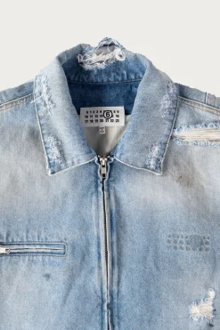 MM6 Maison Margiela Denim Zip Jacket - Worn< Coats, Jackets, And Vests