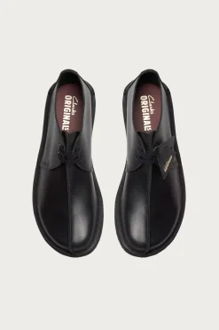 Clarks Desert Trek - Black Smooth Leather< Footwear