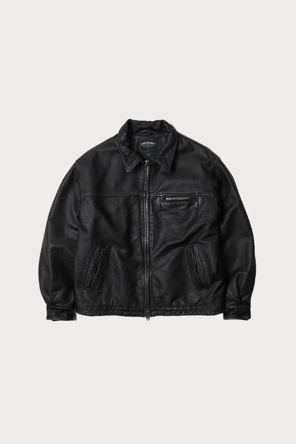 FrizmWORKS Destroyed Cowhide Leather Jacket - Washed Black< Coats, Jackets, And Vests