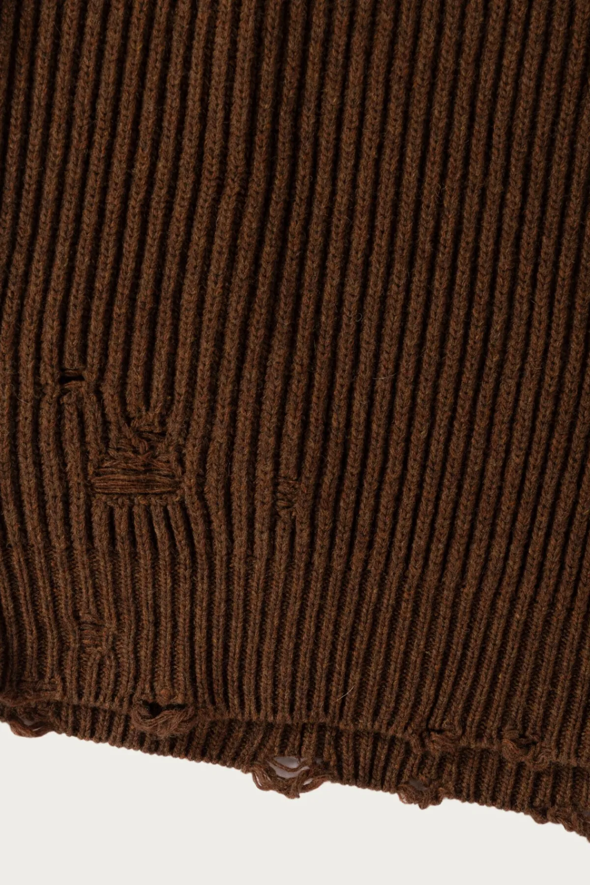 MM6 Maison Margiela Distressed V-Neck Sweater - Brown< Sweaters