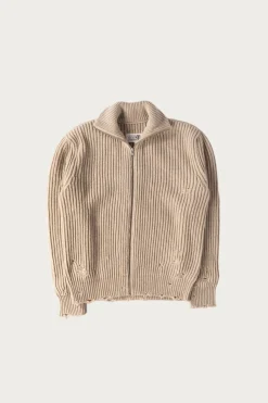 MM6 Maison Margiela Distressed Zip Sweater - Grey< Sweaters