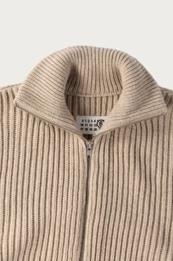 MM6 Maison Margiela Distressed Zip Sweater - Grey< Sweaters