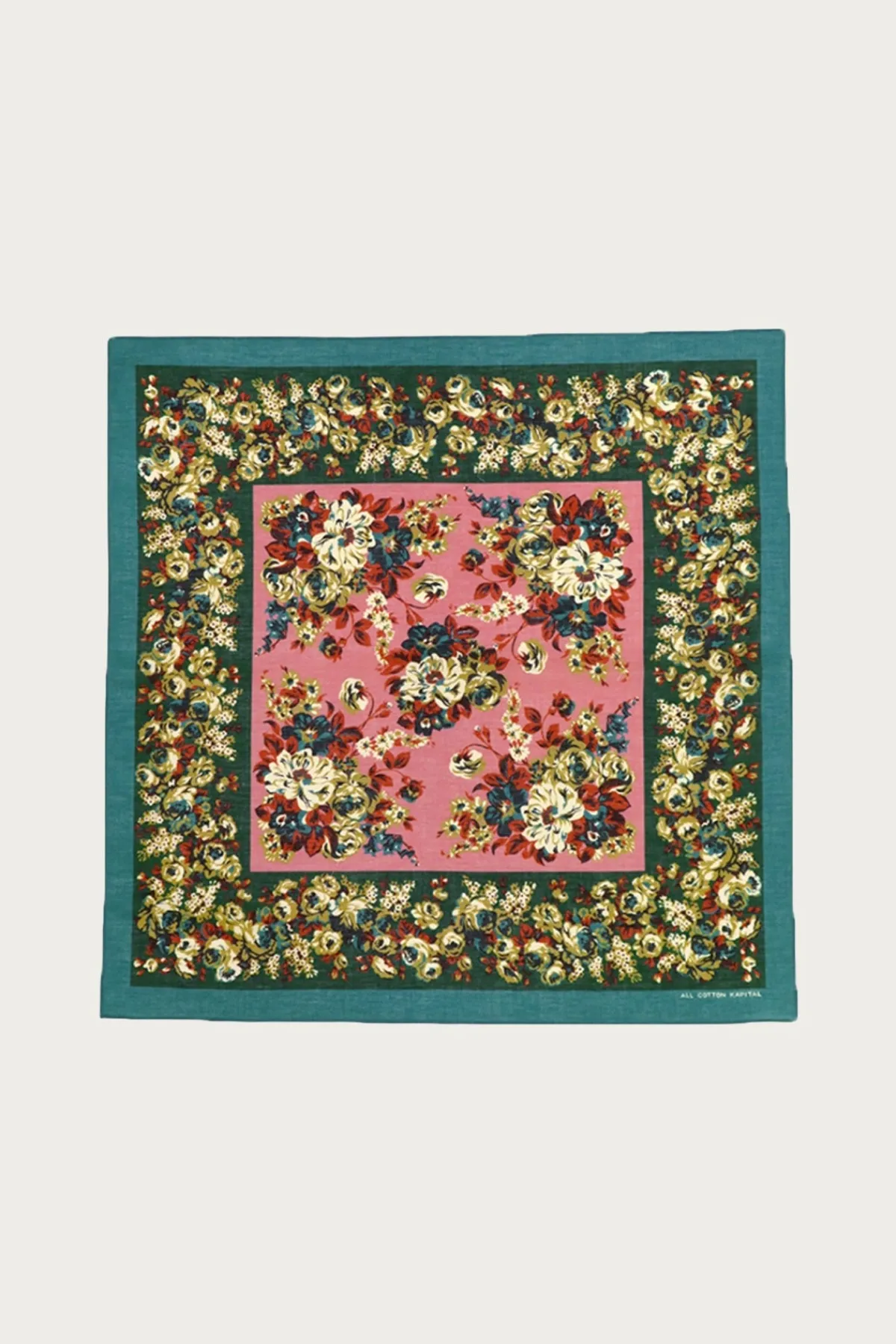 Kapital Fastcolor Selvedge Bandanna (NADESHIKO-Champetre) - Turquoise< Accessories