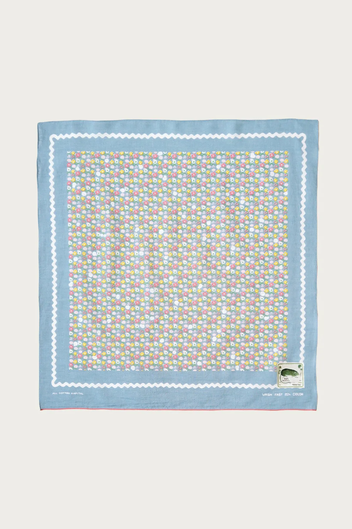 Kapital Fastcolor Selvedge Bandanna (SKULL & FLOWER) - Sax< Accessories