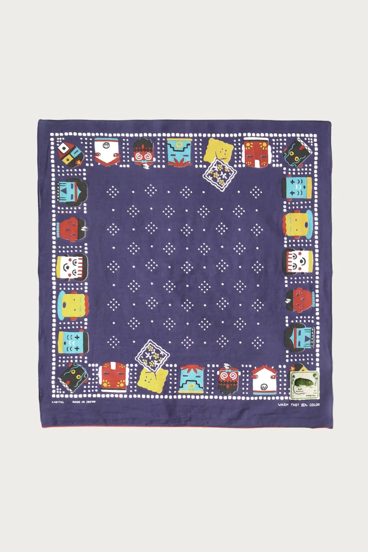 Kapital Fastcolor Selvedge Bandanna (KACHINA & PECKISH RAINBOWY) - Purple< Accessories