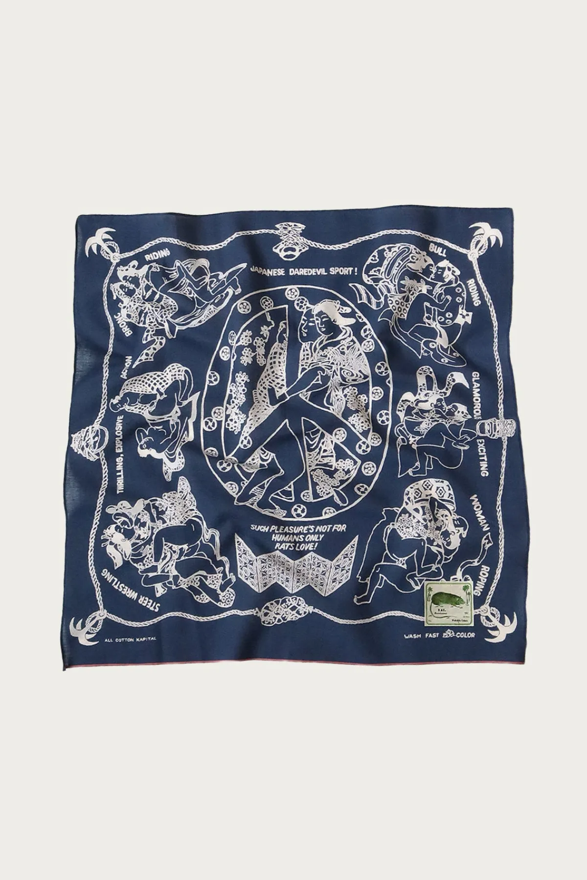 Kapital Fastcolor Selvedge Bandana YOBAI - Navy< Accessories