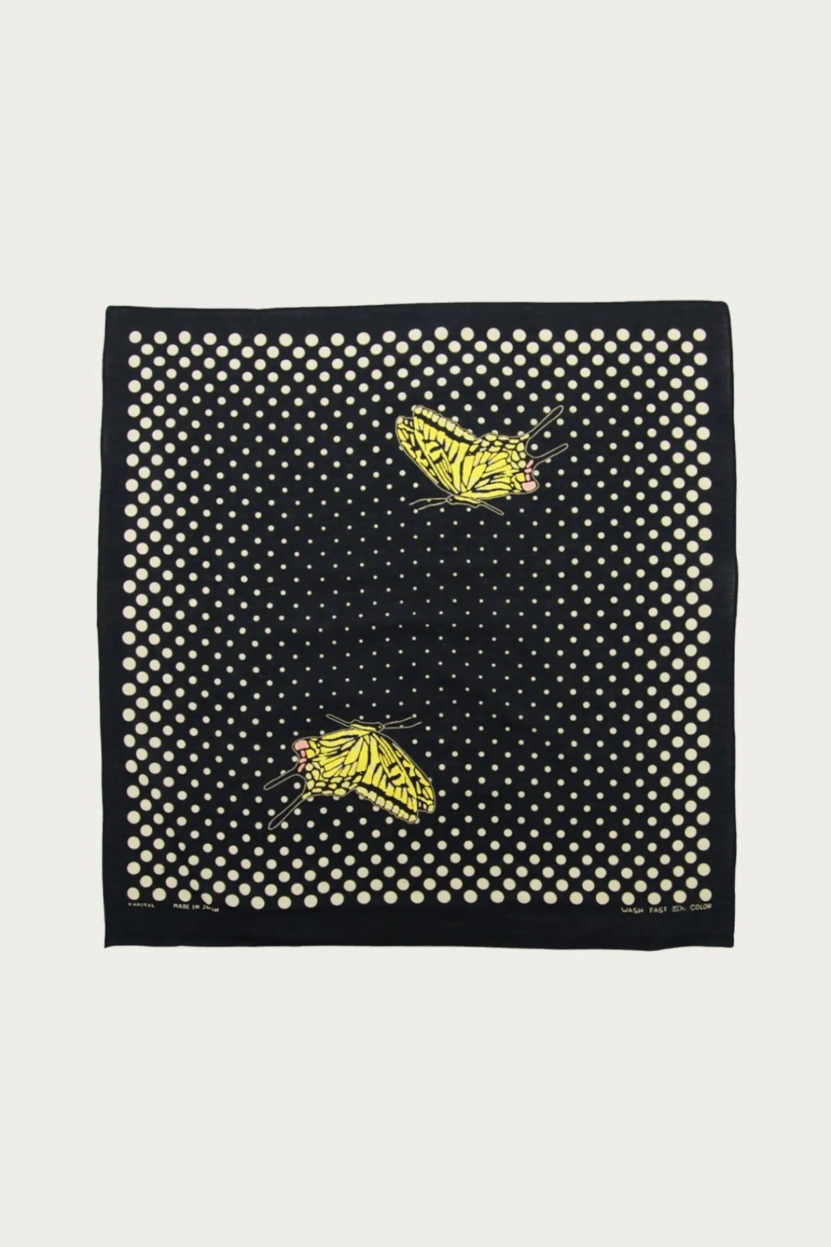 Kapital Fastcolor Selvedge Bandana Coco Swallowtail - Black< Accessories