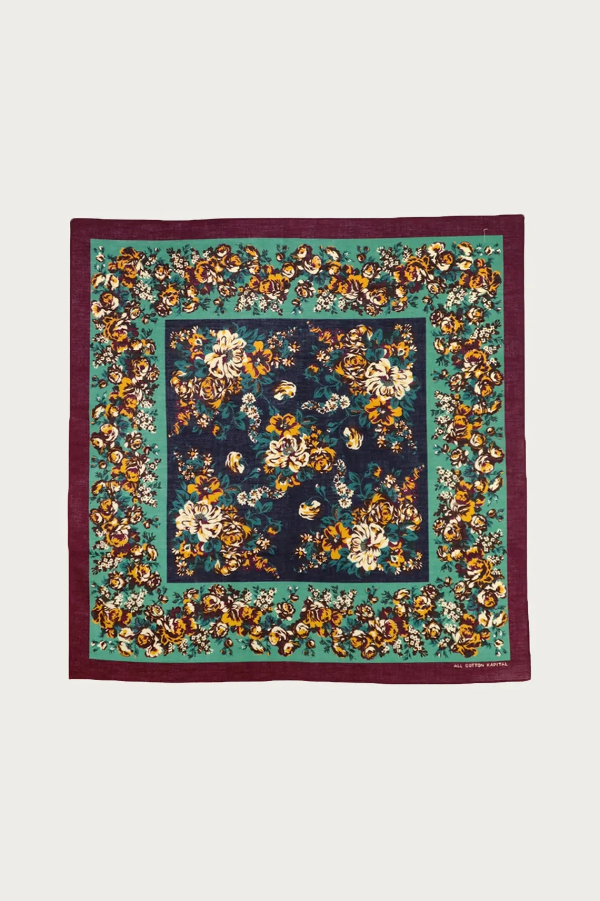 Kapital Fastcolor Selvedge Bandanna (NADESHIKO-Champetre) - Burgundy< Accessories