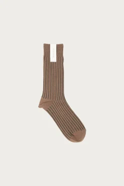 Beams Japan fennica Rib Socks - Cafe/Moss Green< Accessories