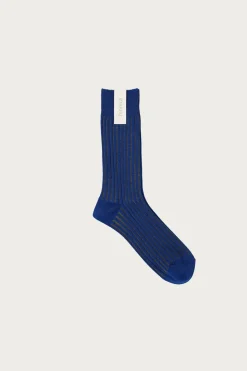 Beams Japan fennica Rib Socks - Sapphire/Gold< Accessories