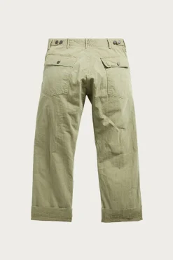 RRL Flat Front Cotton Herringbone Army Utility Pant - Brewster Green< Pants