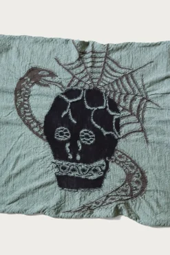 Kapital Fulling Wool Scarf COPTIC SKULL - Green< Accessories