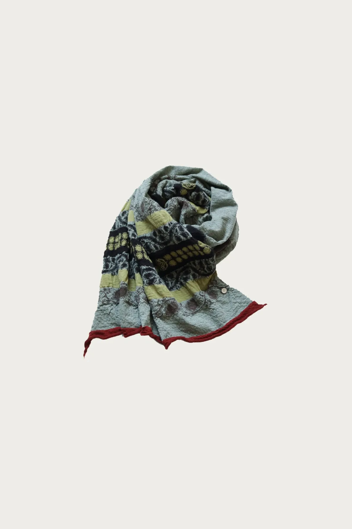 Kapital Fulling Wool Scarf COPTIC SKULL - Green< Accessories