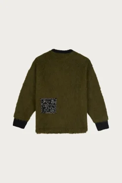Brain Dead Future Vision Boxy Knit Sweater - Olive< Sweaters