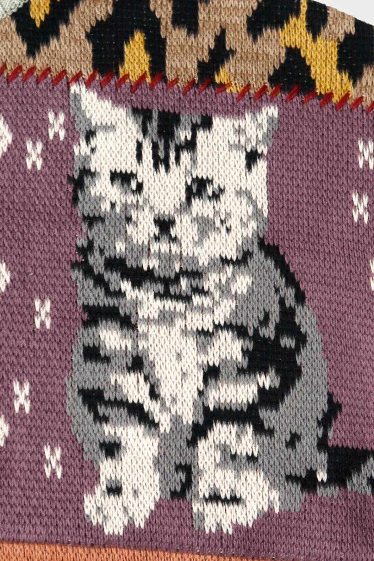 Kapital 5G Cotton Knit Patchwork BIG Crew Sweater(Cat&Raven) - Mint< Sweaters