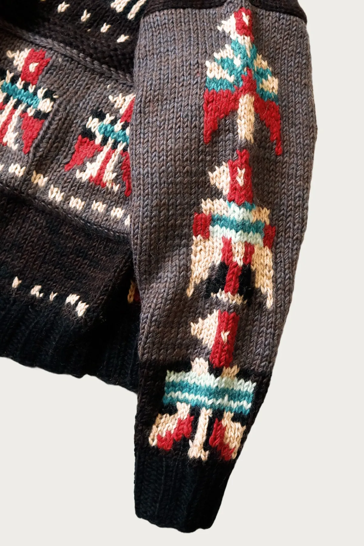 Kapital Hand Knit STD Cowichan Crew Sweater - Charcoal< Sweaters