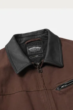 FrizmWORKS Heavy Canvas Destroyed Work Jacket - Brown< Coats, Jackets, And Vests