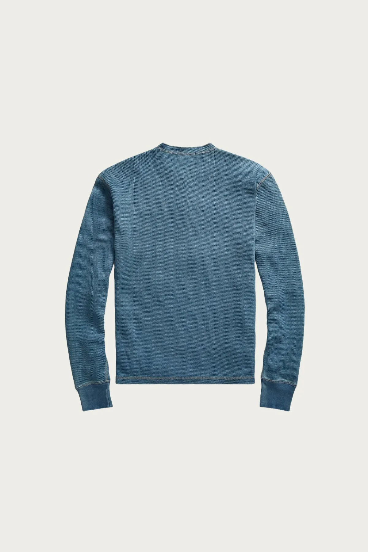 RRL Indigo Jacquard-Knit Henley Shirt - Washed Blue Indigo< Shirts