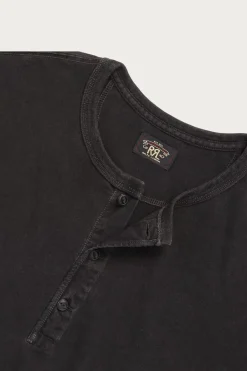 RRL Indigo Jersey Henley Shirt - Sulfur Black< Shirts