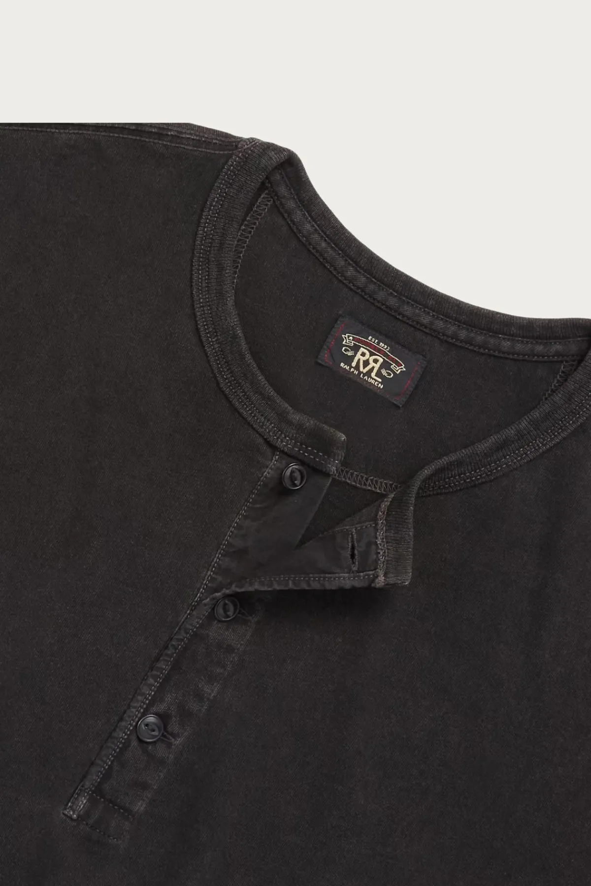 RRL Indigo Jersey Henley Shirt - Sulfur Black< Shirts