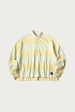 Kapital JAIL Stripe Jersey BIG Rugger Shirt - Yellow/Green< Shirts