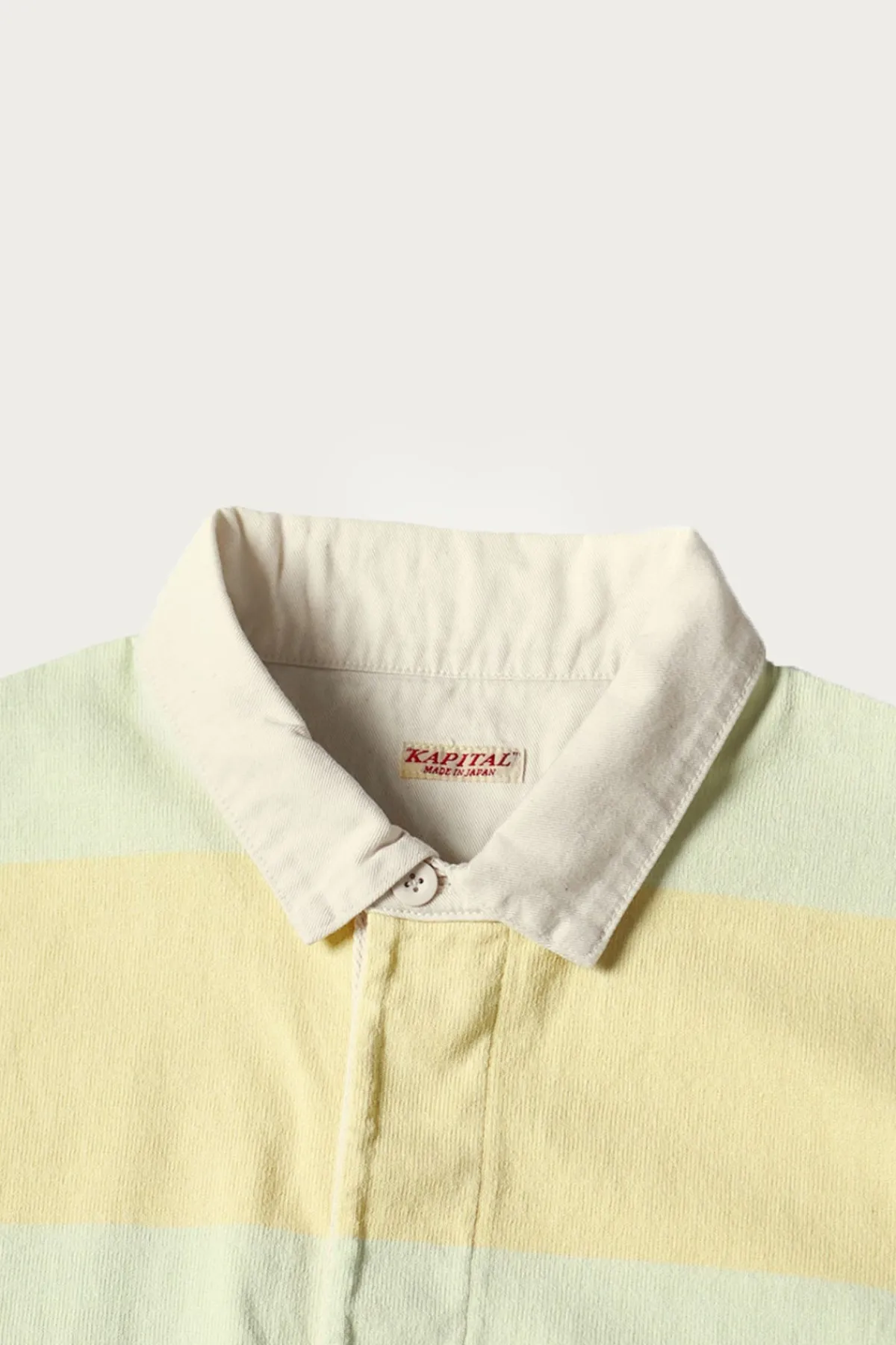 Kapital JAIL Stripe Jersey BIG Rugger Shirt - Yellow/Green< Shirts
