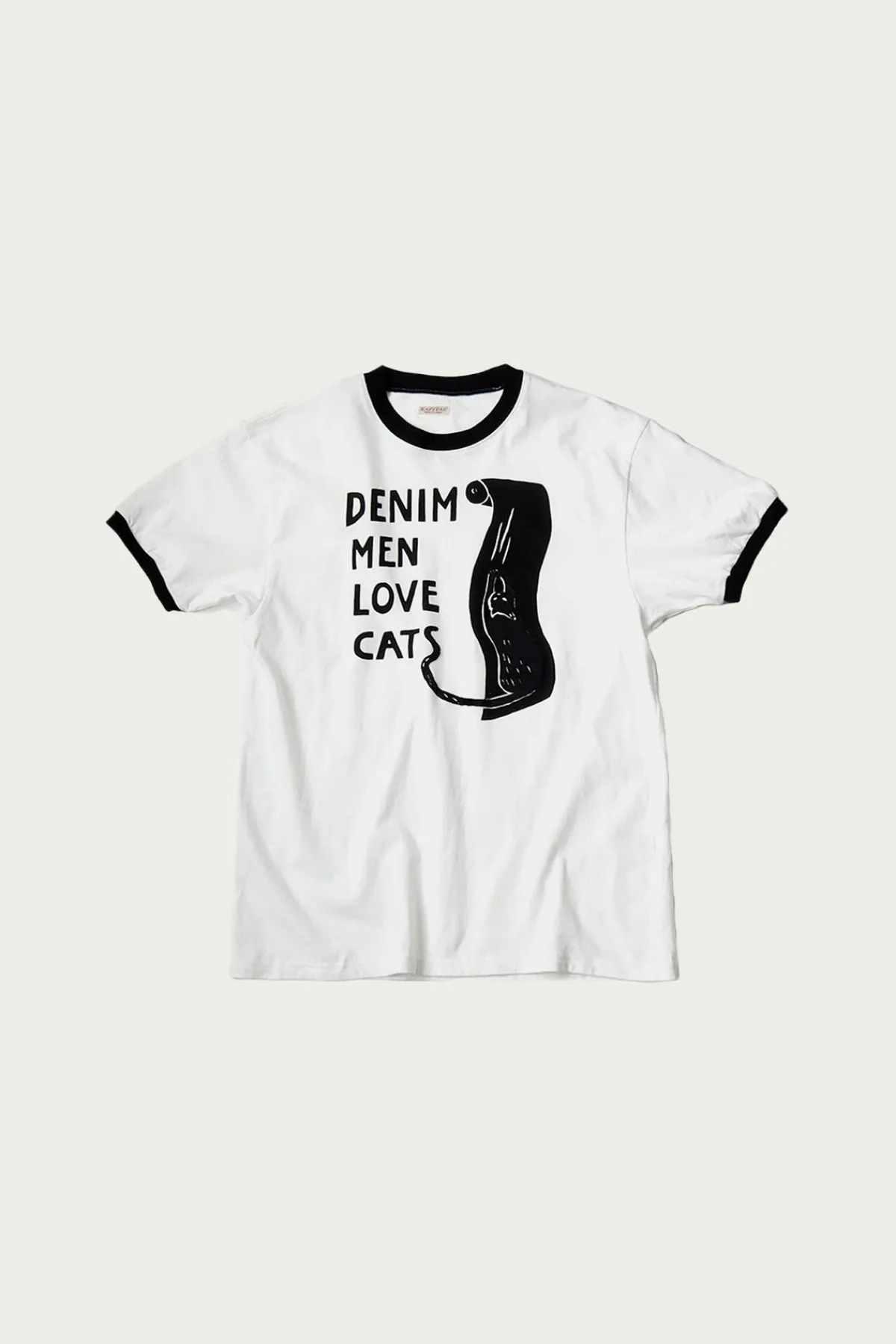 Kapital 20/-Jersey Ringer T (DENIM MEN LOVE CATS SCRATCH) - White< Shirts