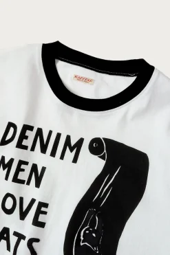 Kapital 20/-Jersey Ringer T (DENIM MEN LOVE CATS SCRATCH) - White< Shirts