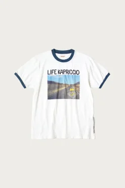 Kapital 20/-Jersey RINGER T (LIFE KAPRICCIO ROAD SIGN PAINTER) - White< Tees And Sweats